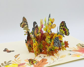 Bouquet de fleurs coloré, carte pop-up, carte 3D, carte de vœux, cadeau pour la fête des mères