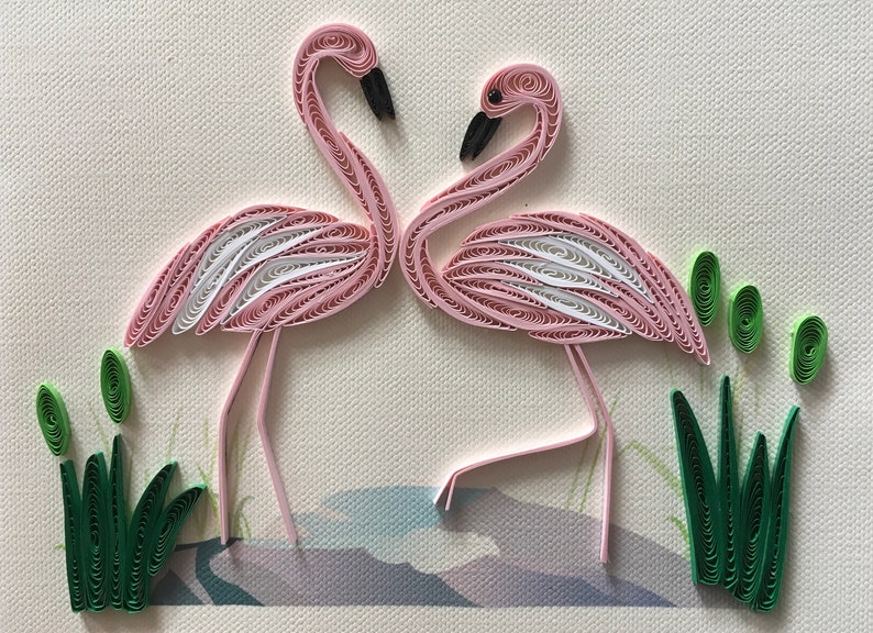 Flamingo Quilling Card Etsy
