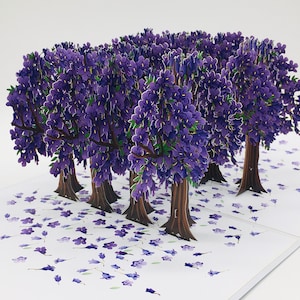 Jacaranda with flowers, pop up card, 3D card, greeting card, Mother's Day gift