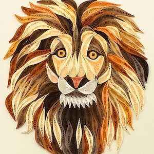 Tête de lion, carte de quilling, carte de quilling