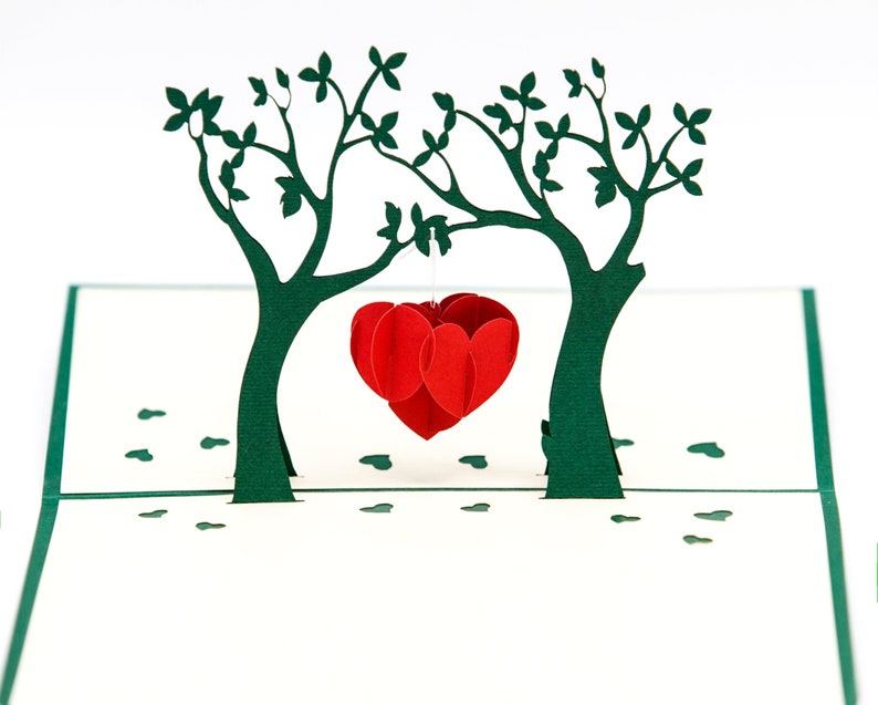 Arbre coeur, carte pop-up / 3D, Saint Valentin, carte mariage image 1