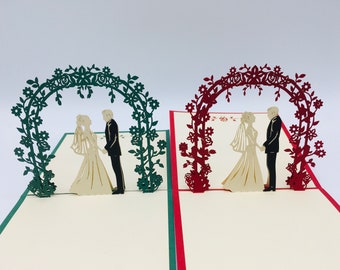 Bride and groom, Wedding, Pop-up wedding card, Bride and groom 3D card, 3D pop up wedding card, Wedding invitation card, Wedding