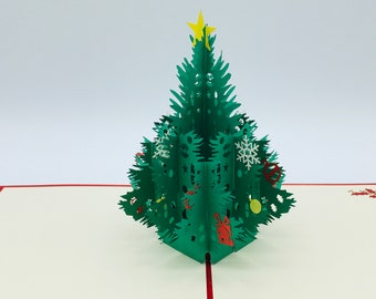 Kerstboom, kerstboom, kerstkaart, kerstkaart, 3D-kaarten, vouwkaarten, pop-up kaart, wenskaart