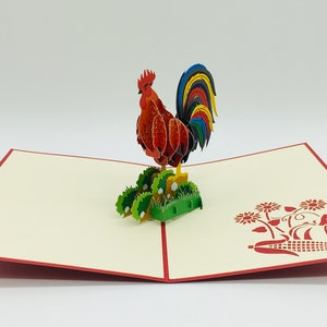 Gallo, biglietto 3D/biglietto pop-up/biglietto pieghevole