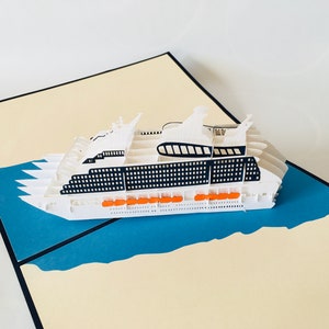 Pop-up Kreuzfahrtschiff, Pop up Reisegutschein, Geburtstagskarte, Deko Kreuzfahrtschiff, Pop up Cruise Ship Card, 3D Pop up Kreuzfahrtschiff Bild 3