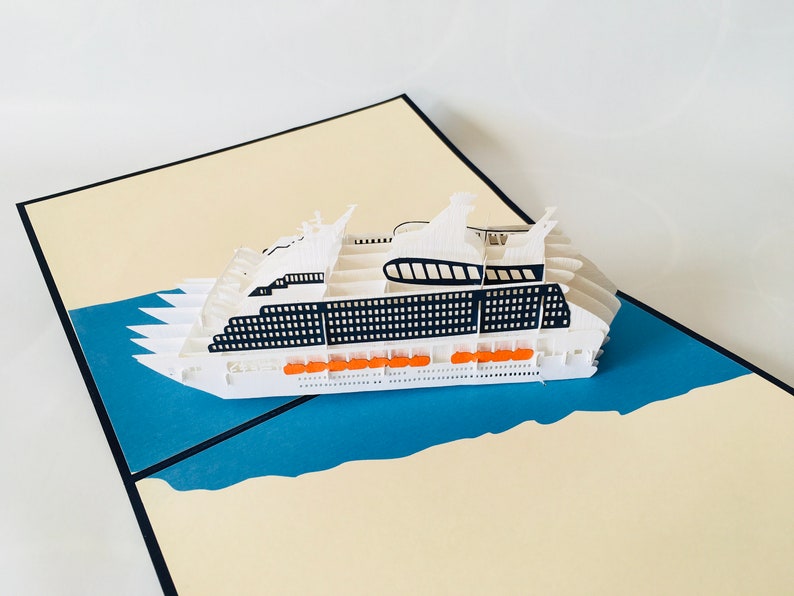 Pop-up Kreuzfahrtschiff, Pop up Reisegutschein, Geburtstagskarte, Deko Kreuzfahrtschiff, Pop up Cruise Ship Card, 3D Pop up Kreuzfahrtschiff Bild 3