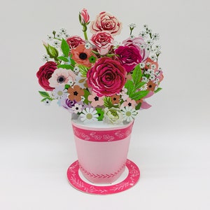 Bouquet de roses pop-up fait main, bouquet décoratif, cadeau pour anniversaire, anniversaire, fête des mères, fête des pères, Saint Valentin et anniversaire