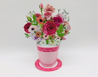 Pop-up handmade rose bouquet, decorative bouquet, gift for anniversary, birthday, Mother&#39;s Day, Father&#39;s Day, Valentine&#39;s Day and birthday
