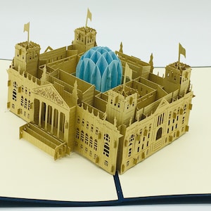 Edificio del Reichstag de Berlín, tarjeta emergente, mapa 3D