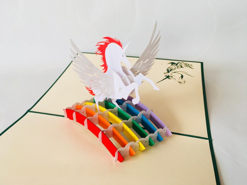 Einhorn, 3D-Karte / Pop-Up / Klappkarte Bild 4