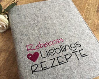 Dossier de recettes avec coeur - recettes préférées - Din A5 ou Din A4 - dossier pour recettes, cadeau de mariage, livre de recettes