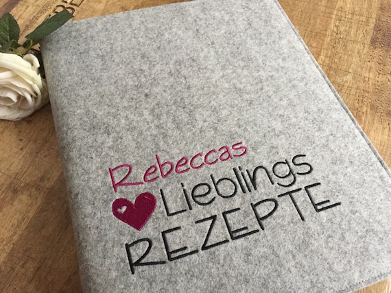 Recipe folder with heart - favorite recipes - Din A5 or Din A4 - folder for recipes, wedding gift, recipe book