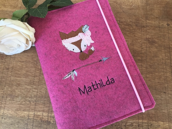 U booklet cover made of wool felt - cute fox, pass sleeve, cover pass, felt cover, cover made of wool felt, cover examination booklet
