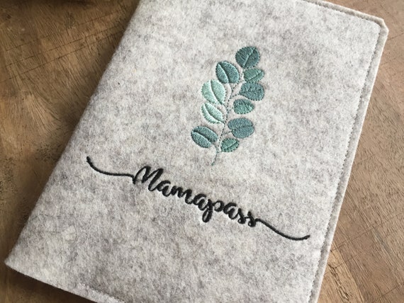 Maternity Pass Cover - Eucalyptus - Cover for maternity pass, cover made of wool felt, felt cover