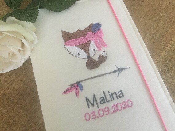 U-book cover made of wool felt - cute fox, U-book cover cream, felt cover U-book, forest friends boho