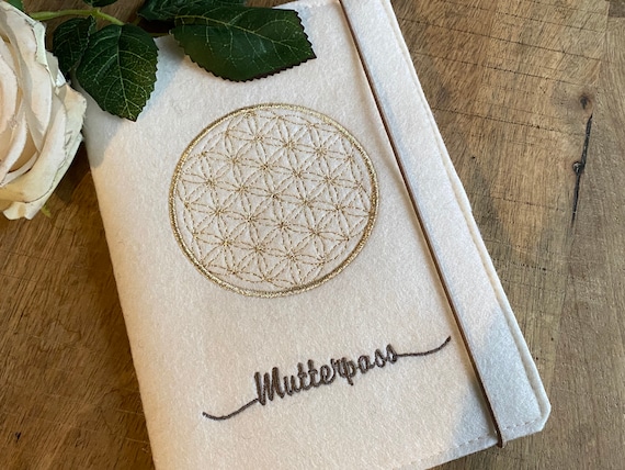 Maternity Pass Cover - Flower of Life - Cover for maternity pass, cover made of wool felt, felt cover, heart, maternity pass