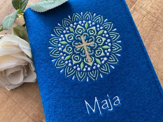 Hymnal cover made of wool felt - Mandala - cover for hymnal with name, felt cover, prayer book cover, communion, cross