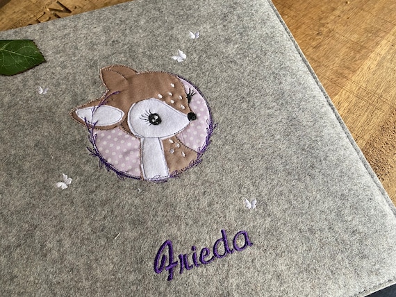 Photo album baby - pretty deer - personalized baby album, photo album boys, girls