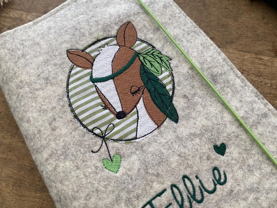 U-book cover for boys - boho deer with feathers - forest friends, green, Bambi