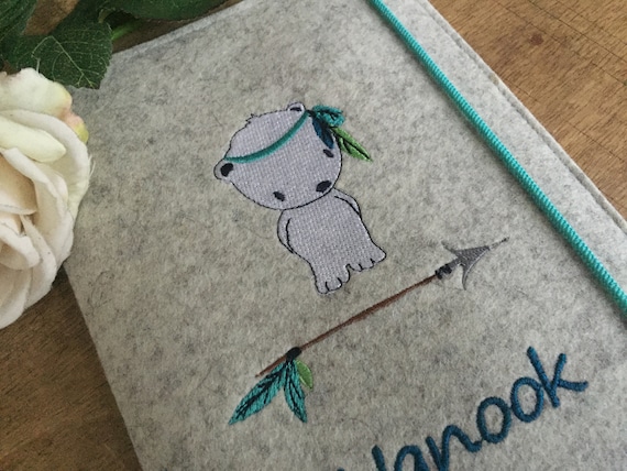 U-book cover - little polar bear - U-book cover made of wool felt, felt cover for examination booklet, cover U-book
