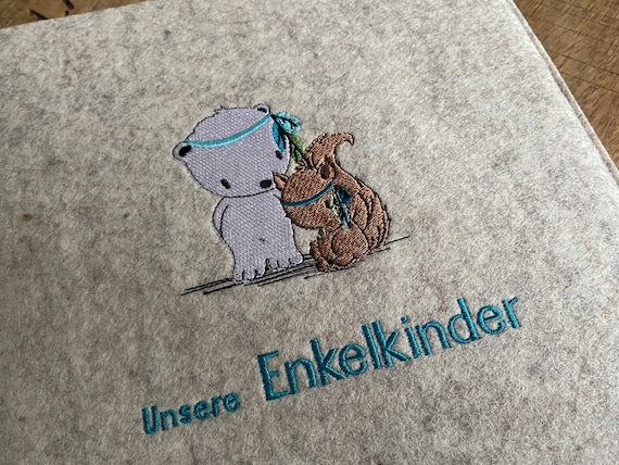Photo album "Our grandchildren" - 100% wool felt - squirrel, polar bear
