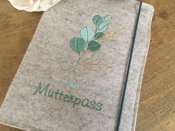 Maternity Pass Cover - Eucalyptus - Cover for maternity pass, cover made of wool felt, felt cover