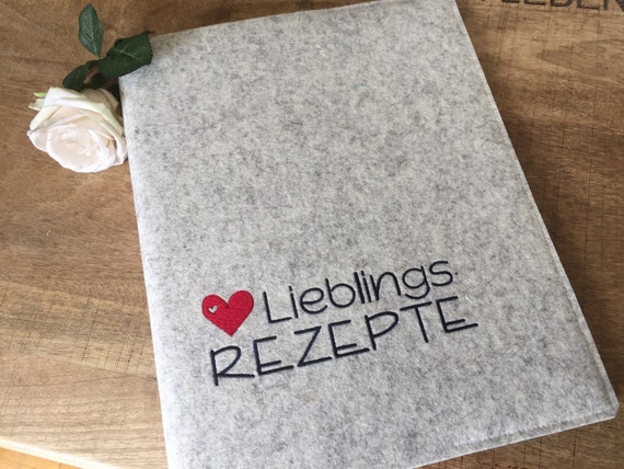 Recipe folder with heart - Favorite recipes - Din A5 or Din A4 - folder for recipes, wedding gift, recipe book