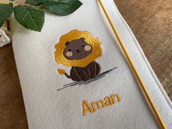 U-book cover - little lion - U-book cover made of wool felt, felt cover for examination booklet, cover U-book