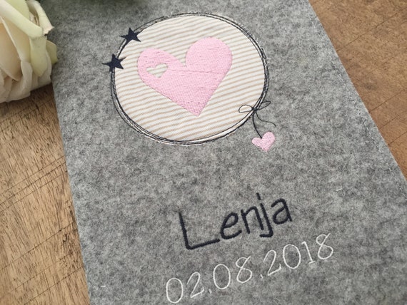 U Notebook Cover made of Wool Felt - Heart