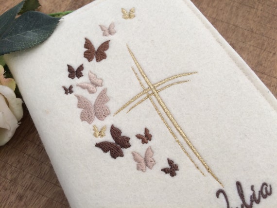 Hymn cover made of wool felt - butterflies