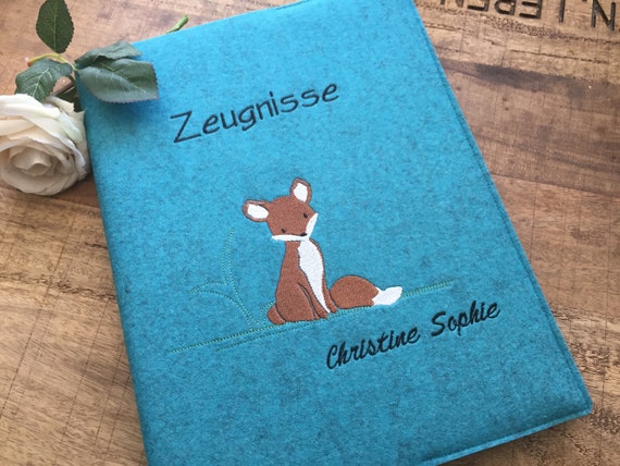 Certificate folder - fox / folder with cover for certificates / document folder, school start, gift for school enrollment