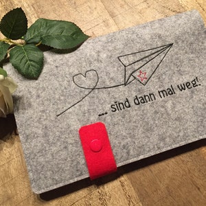 Familien-Reise-Etui  - Papierflieger - Reisepasshülle aus Wollfilz personalisierbar