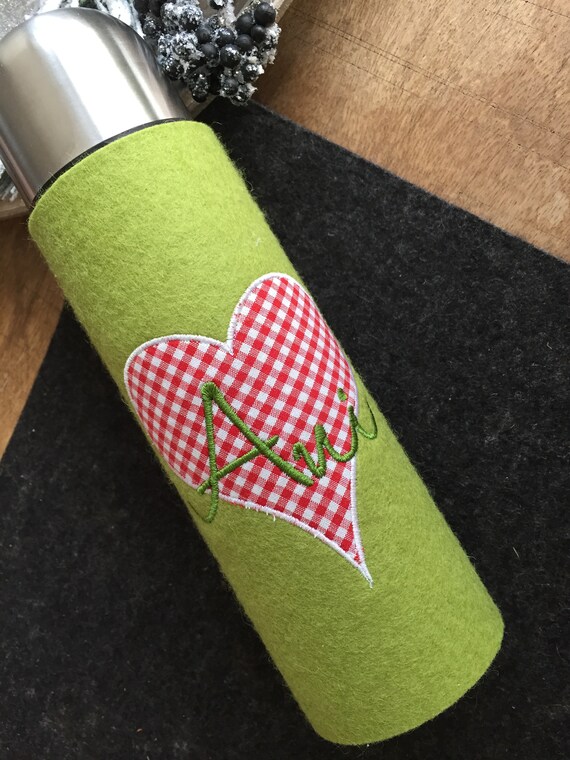 Thermos flask - wool felt - heart