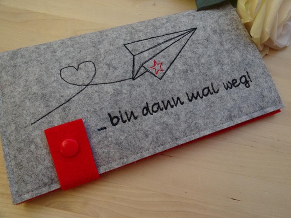 Wool felt travel case - paper airplane