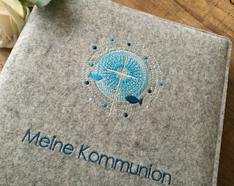 Fotoalbum zur Kommunion / Konfirmation -  100% Wolfilz - personalisierbar!