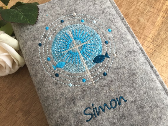 Hymn Book Cover Made of Wool Felt - for Communion - Turquoise