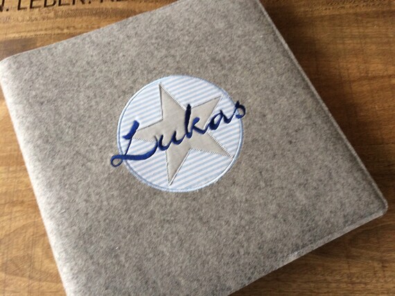 personalized photo album - baby diary - 100% wolf felt