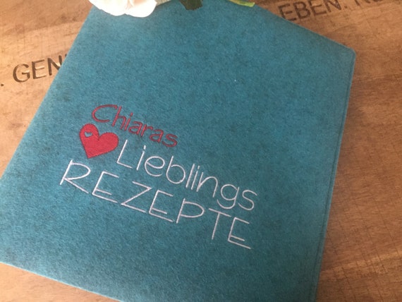 Recipe folder - favorite recipes - Din A5 or Din A4 - folder for recipes, wedding gift, turquoise, recipe book