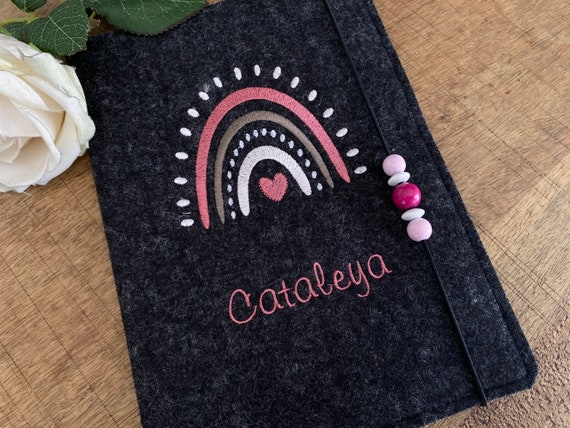 U-book cover wool felt - rainbow - free choice of color - U-book cover, cover U-book with name