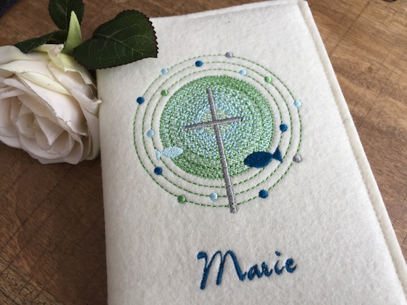 Hymnal cover made of wool felt, felt cover for hymnal, cross, communion gift, prayer book cover