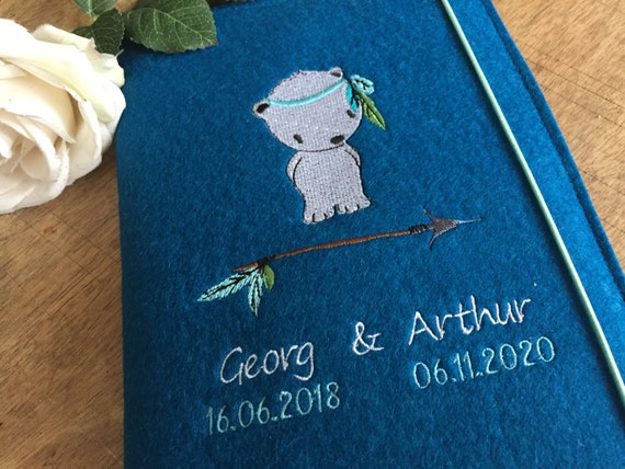 U-book cover siblings - little polar bear - U-book cover twins made of wool felt, felt cover for examination booklet, cover U-book
