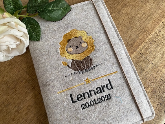 U-book cover - little lion - U-book cover made of wool felt, felt cover for examination booklet, cover U-book