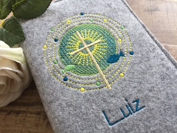 Hymnal cover made of wool felt - cross, fish - cover for hymnal with name, felt cover, prayer book cover, communion