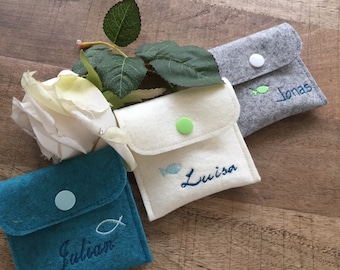 Rosenkranztäschchen passend zur bestellten Gotteslobhülle, Rosenkranztasche aus Wollfilz, Filzhülle