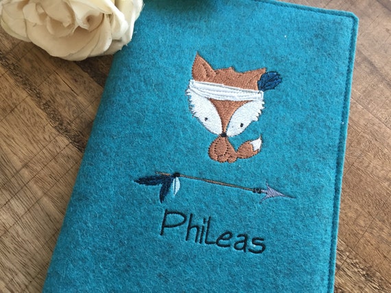 U-book cover made of wool felt - little fox, U-book cover, felt cover for examination booklet, cover U-book
