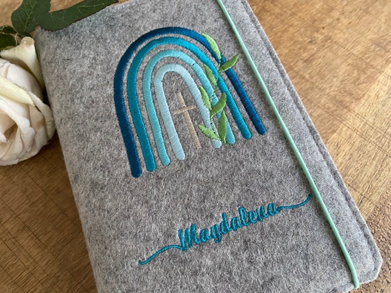 Hymn book cover made of wool felt - RAINBOW - Communion gift, embroidered hymn book cover, Hymn book cover