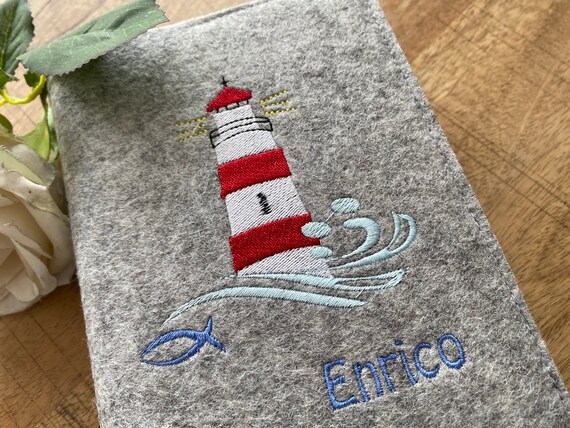 Hymnal cover made of wool felt for communion, felt cover for hymnal, hymnal cover, lighthouse