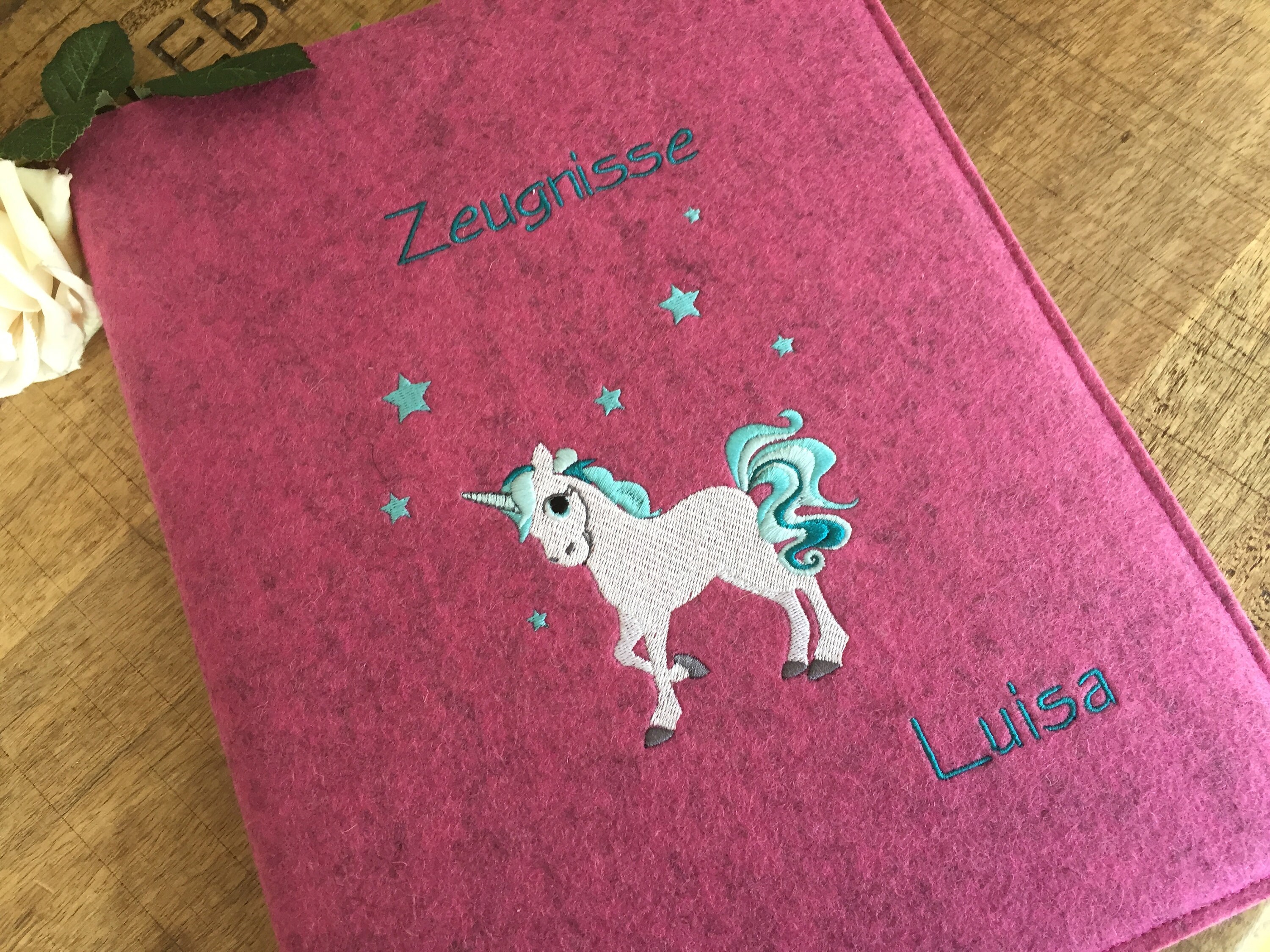 Certificate Folder Made Of Wool Felt Unicorn Folder For Testimonials Certificate Folder For Girls Horse