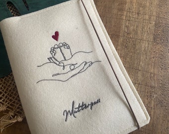 Maternity record book cover - Baby feet - Cover for maternity record book - Wool felt cover - Online Art