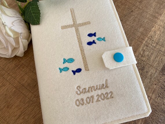 Hymn cover made of wool felt - cross - felt cover Hymn, cross, fish - cover Hymn cream, gift for communion